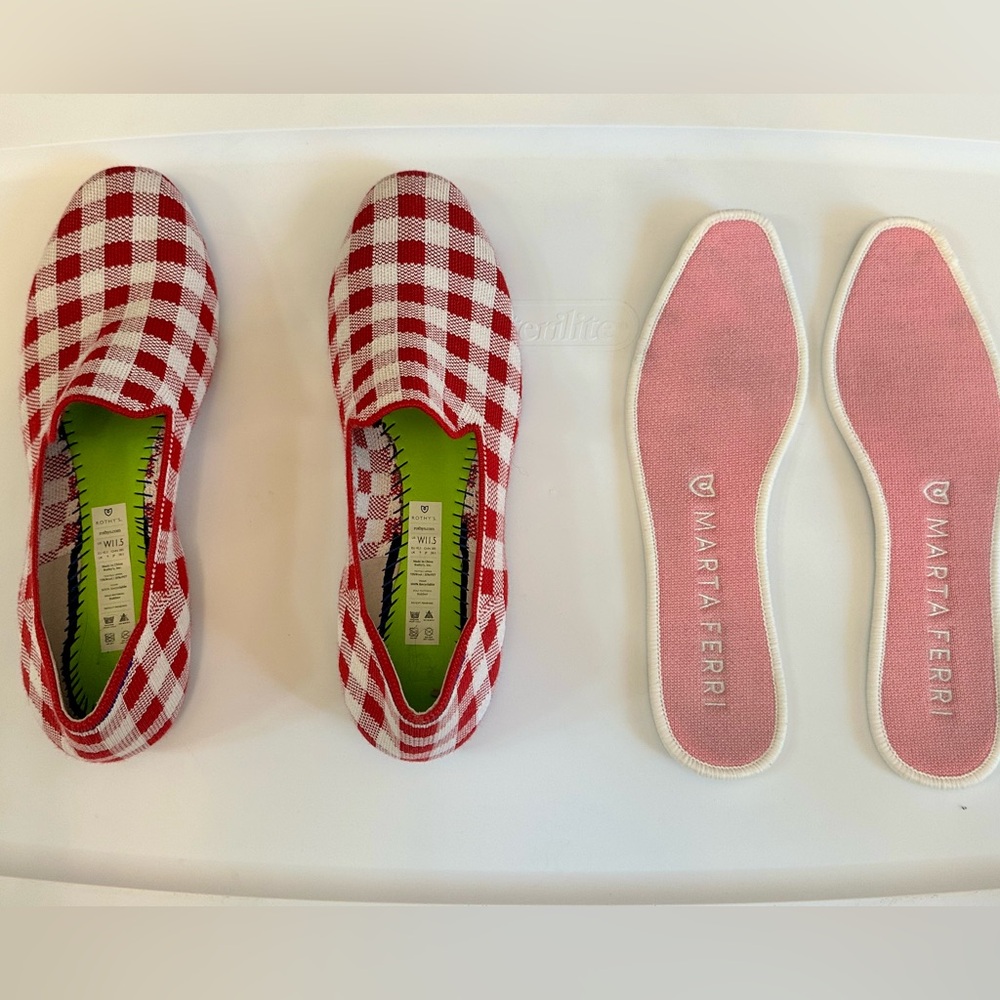 Rothy’s x Marta Ferri Loafer in Scarlet Check
